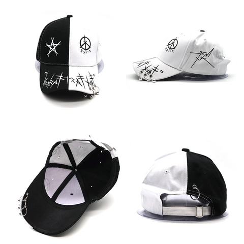 Gorra De Béisbol Graffiti Streetwear Algodón Bloque De Color Sombrero Con Visera Decoración Anillos De Metal Estilo Hip Hop Ajustable
