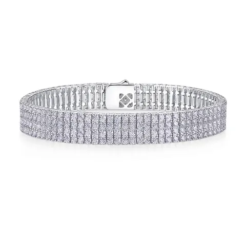 Luxurious S925 Sterling Silver Moissanite Tennis Bracelet For Women Multi Row Round Cut Inlaid Fashion Wrist Chain Jewelry Gift