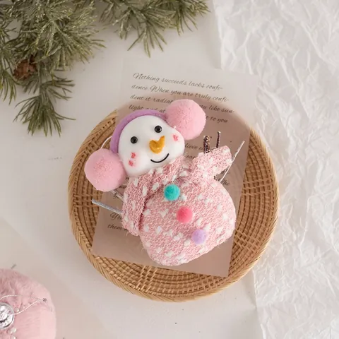 Pink Christmas Ornaments Foam Plush Ball Snowman Star Tree Topper Holiday Decoration Romantic Ins Style