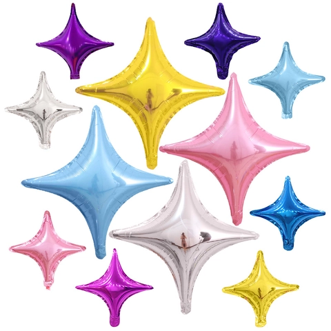 Four-Pointed Star Foil Balloon Aluminum Film Metallic Shiny Party Decoration Wedding Birthday Celebration Colorful