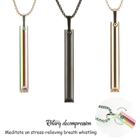 Mindfulness Ademhaling Fluitje Ketting Titanium Roestvrij Staal Stressverlichting Meditatie Angst Tool Hanger