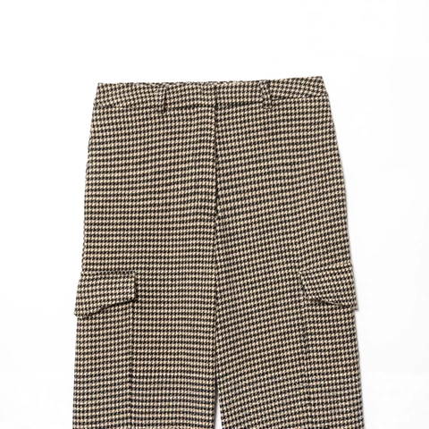 Pantalones Cargo Con Pata De Gallo Para Mujer Cintura Alta Pierna Recta Poliéster Con Bolsillos Casual Moda Vintage