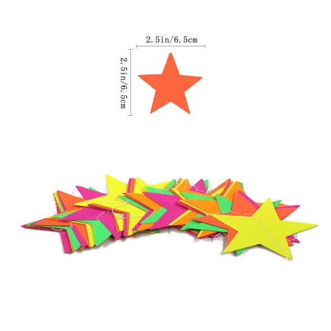 Striscione Festa Neon Fluorescente Ghirlande Stelle Cerchi Carta Decorazioni Sospese Per Compleanno Luce Nera