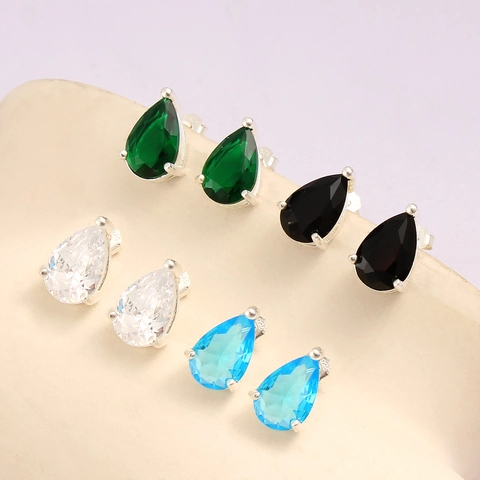 Elegant Stainless Steel Water Drop Stud Earrings For Women Fashion Pear Cut Zirconia Earrings Inlaid Minimalist Commuting Jewelry