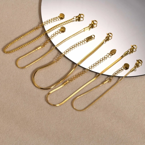 Minimalist Snake Chain Bracelet Stainless Steel Gold Plated Adjustable Jewelry For Women Fashion Accessory