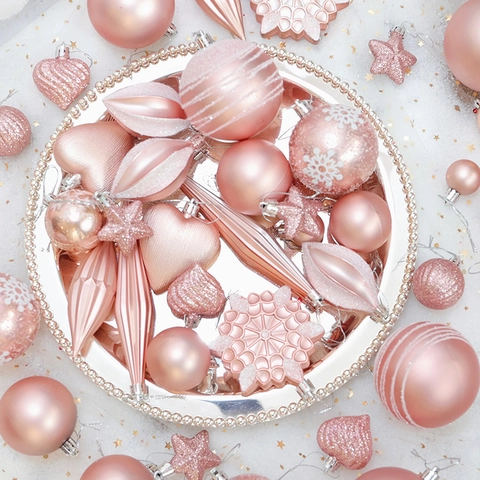 Palle Di Natale Plastica Glitter Opaco Dipinto Fiocco Di Neve Forme Multiple Decorazioni Natalizie