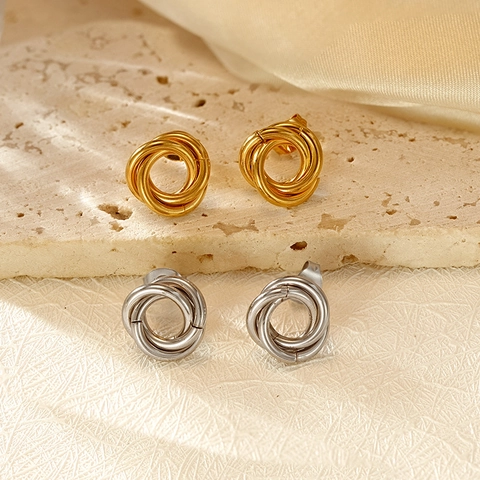 Orecchini A Lobo Con Nodo In Acciaio Inossidabile Placcati Oro 18K Geometrici Intrecciati Fiore retrò Minimalista Stile Francese Donna
