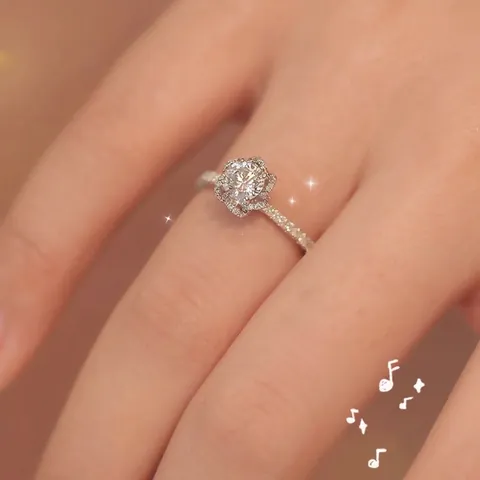 Anillo De Flor Elegante Circón Mujeres Cobre Plateado Redondo Diamante De Simulación Ajustable Abierto Boda Compromiso Joyería