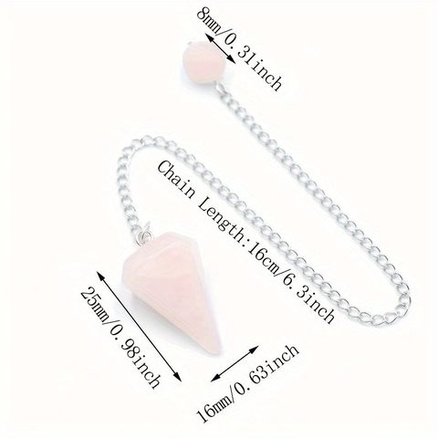 Péndulo Colgante Cristal Natural Cono Hexagonal Gema Puntiaguda Adivinación Reiki Piedra Curativa Cadena De Aleación