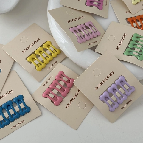 Bone Shape Hair Clips Alloy Mini BB Side Pins Macaron Candy Color Cute Novelty Hair Accessories For Women Girls