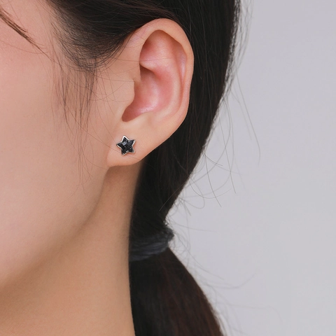 Stern Ohrstecker 925 Sterling Silber Mit Blauem Goldfluss Sternenhimmel Effekt Einfacher Nischen Modeschmuck Damen
