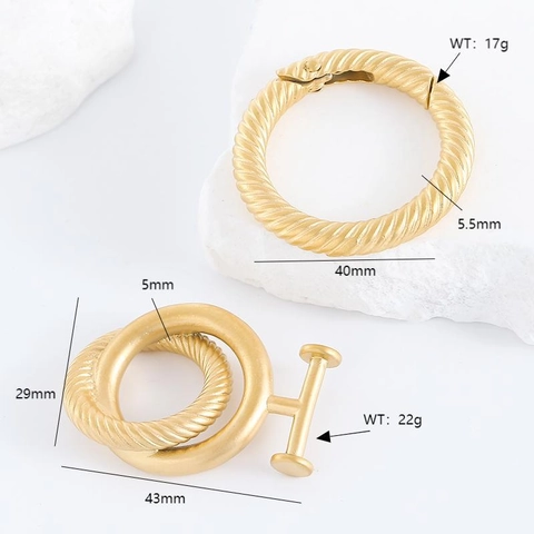 French Vintage Sandblasted 304 Stainless Steel Bag Buckle Geometric Spiral Double Ring Metal Buckle For Women Handbag DIY Accessory