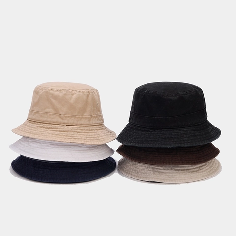 Sombrero De Pescador Algodón Lavado Protección Solar Retro Gorro Para Hombres Y Mujeres Color Sólido Verano