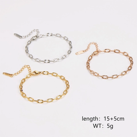 Edelstahl Armband Mit Gravierten Gliedern Für Damen Niche Minimalistisch Mode Verstellbares Armband Gold Silber Roségold Galvanisiert