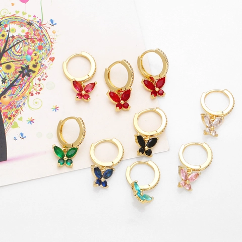 Einfache Kupfer Schmetterling Ohrhänger Für Damen Minimalistische Zirkonia Strass Ohrringe Mode Schmuck Geschenk