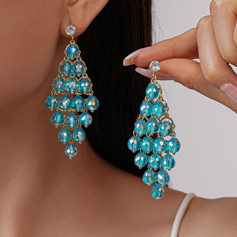Orecchini Pendenti Con Nappa Di Cristallo Con Perno In Argento Sterling 925 Stile Boho Per Donne