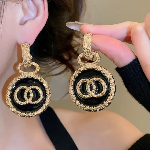Pendientes Colgantes Redondos Vintage Retro Aleación Esmalte Con Poste De Plata Esterlina 925 Joyería Elegante Mujer
