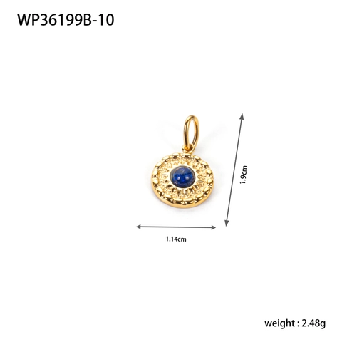 Round Charms Stainless Steel Gold Plated Vintage Natural Stone Gemstone Artificial Pearl For DIY Jewelry Making Necklaces Women