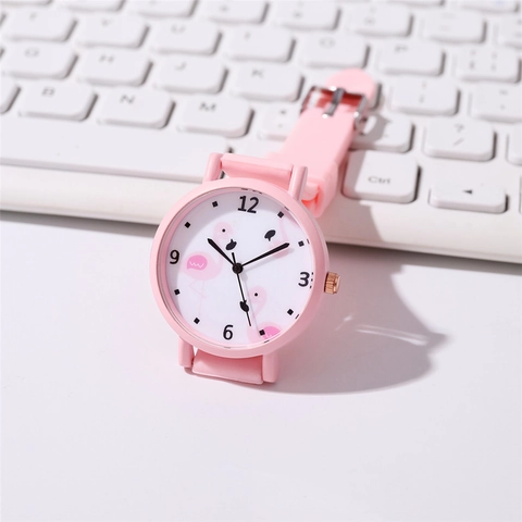 Cute Flamingo Cactus Kids Watch Pink Silicone Strap Analog Quartz Cartoon Student Fashion Timepiece Children Birthday Gift