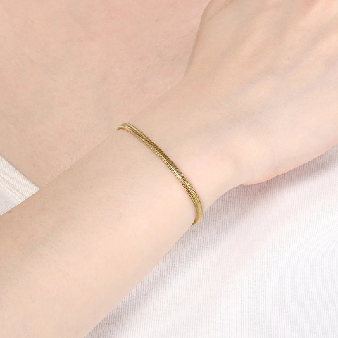 Pulsera De Cadena De Serpiente Plana Acero Inoxidable Minimalista Ajustable Joyería Para Mujeres Hombres