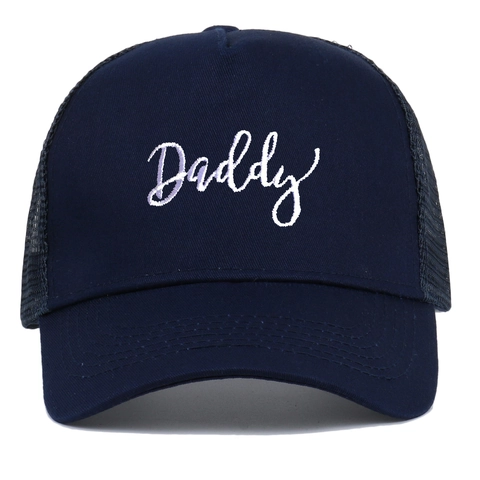 Daddy Embroidery Trucker Hat Breathable Mesh Baseball Cap Cotton Adjustable Snapback Curved Brim Casual Outdoor Sun Hat
