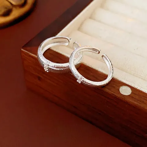 Minimalist Brushed Texture Open Ring For Women Copper Zircon Adjustable Index Finger Jewelry Fashion Niche Design