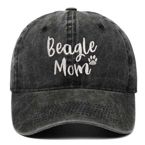 Washed Cotton Baseball Cap Vintage Distressed Beagle Mom Embroidery Adjustable Peaked Sun Hat For Women Pet Lovers