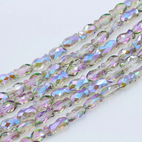 Perle In Vetro Di Cristallo Sfaccettate A Forma Di Pesce Per Creazione Di Gioielli Fai Da Te Placcate AB