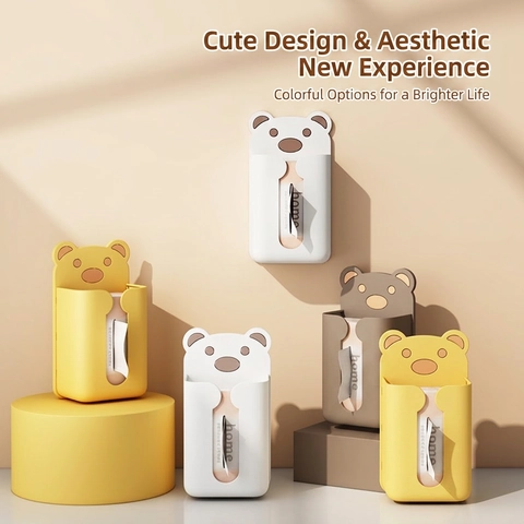 Wandmontage Tissue Box Kunststof Cartoon Beer Vorm Geen Boren Zelfklevende Houder Voor Badkamer Keuken Gezichtshanddoek Organizer