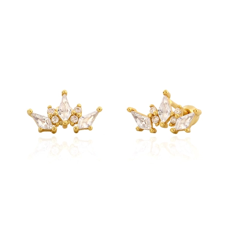 925 Sterling Silver Crown Stud Earrings For Women Pave Rhinestone Screw Back Cartilage Piercing Small Crown Earrings Jewelry