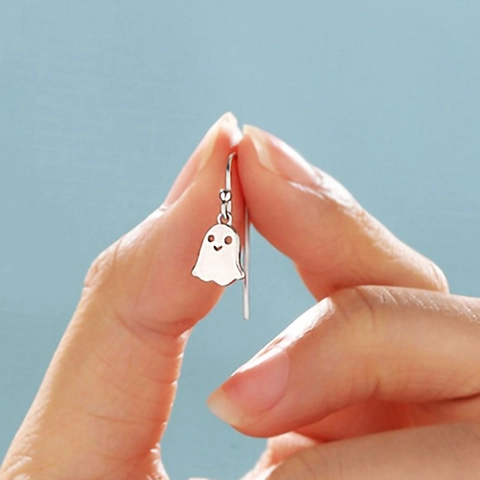 Geist Hängeohrringe Kupfer Metall Cartoon Halloween Festlicher Schmuck Für Damen Mädchen