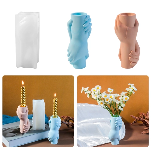Holding Hands Silicone Mold For DIY Candle Holder Vase Gypsum Resin Art Decor Creative Hand Shape