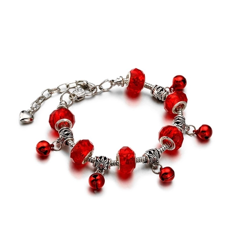 Weihnachten Verstellbares Kristall Perlen Armband Legierung Mit Glockenanhängern Vintage Festlicher Schmuck Damen Unisex