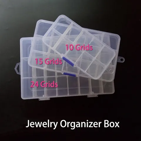 Transparante Plastic Sieraden Opbergdoos Met Verstelbare Roosters Afneembare Verdelers Organizer Voor Kralen