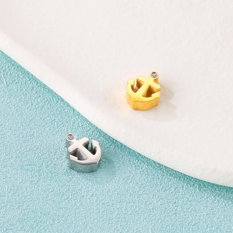 Colgante De Ancla Náutica Acero Inoxidable Con Diamantes De Imitación DIY Joyería Estilo Marinero