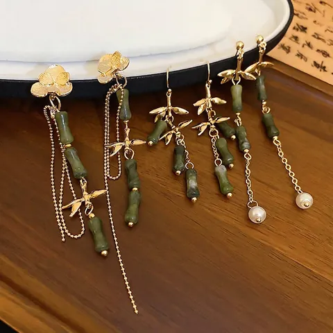 Orecchini Pendenti Con Nappa Fiore E Nodo Di Bambù Con Perno In Argento Sterling 925 Gioielli Vintage In Stile Cinese Per Donne