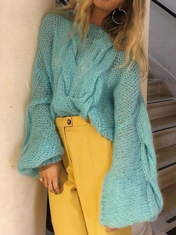 Maglione Oversize Da Donna In Maglia A Trecce Con Maniche Lunghe E Girocollo Pullover Invernale Casual
