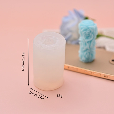 Rose Blumen Relief Zylinder Silikonform DIY Handwerkzeuge Für Kerze Seife Kuchen Schokolade Gips Dekoration