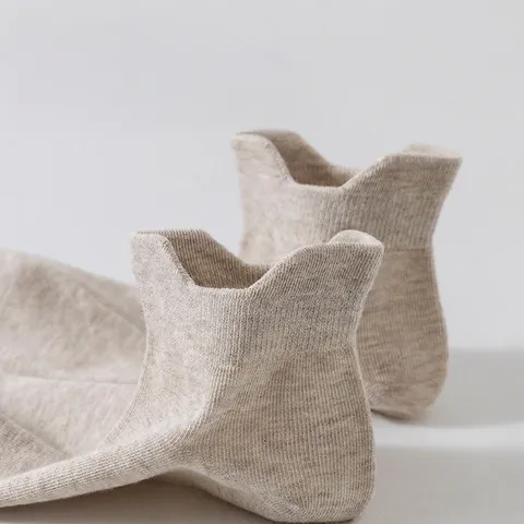 Men Ankle Socks Combed Cotton Breathable Low Cut With Heel Tab Seamless Toe Solid Color Summer Casual