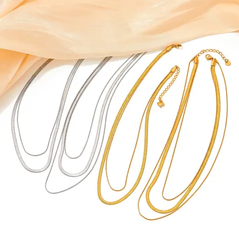 Vintage Multi Layer Stainless Steel Snake Chain Necklace And Bracelet Minimalist Fashion Jewelry For Women