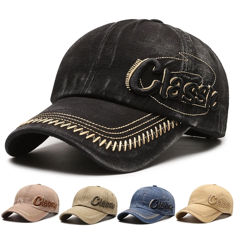 Berretto da Baseball in Denim Lavato Vintage Effetto Distressed in Cotone Ricamato Classic Lettere Berretto con Visiera per Uomo Donna Cappello da Sole Regolabile
