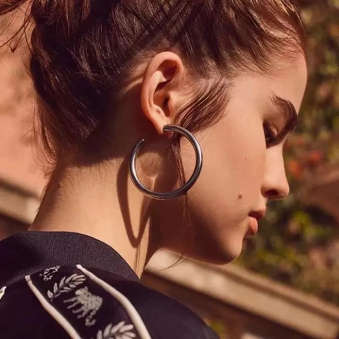 Dikke C-Vormige Hoop Oorbellen Roestvrij Staal Hol Geometrisch Hoogglans Gepolijst Mode-Sieraden Voor Vrouwen