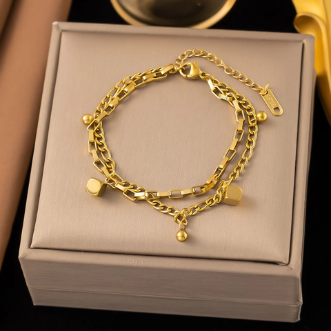 Stainless Steel Bracelet Bangle For Women Gold Plated Heart Butterfly Zircon Charm Adjustable Jewelry