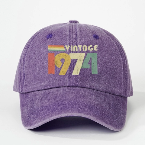 Cappellino Da Baseball In Cotone Lavato Vintage 1974 Retro Strisce Arcobaleno Regolabile Protezione Solare Berretto