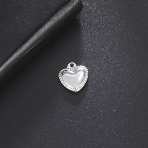 Ciondolo A Cuore In Acciaio Inossidabile Con Bordo Perlato Smalto Per Accessorio Fai Da Te Creazione Gioielli