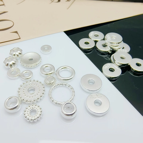 925 Sterling Silver Spacer Beads DIY Jewelry Making Craft Accessories Polished Round Flower Metal Beads