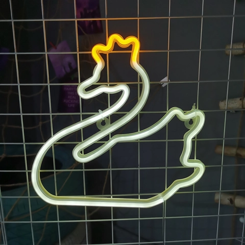 Insegna Al Neon Cigno LED Forma Animale Corona Bicolore USB Batteria Decorazione Parete Per Camera Da Letto Luce Notturna