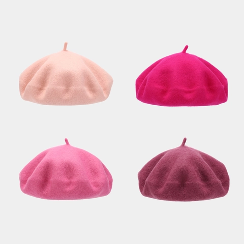 Wool Beret Hat Solid Color Retro French Artist Painter Cap Warm Thickened Fashion Autumn Winter Accessory For Women