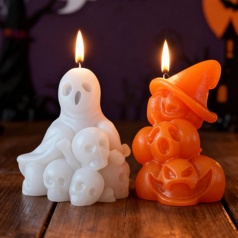Halloween Siliconen Vorm 3D Pompoen Heks Geest Mumie Schedel Flexibel DIY Kaars Zeep Hars Handwerk Tool