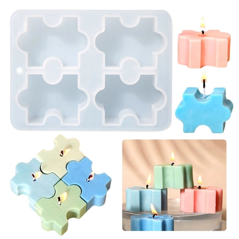 Stampo In Silicone A Forma Di Puzzle Per Realizzazione Candele Resina Epossidica Sapone Colata Incastro Strumento Flessibile 3D